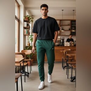 Nike Fleece Jogger Sweatpants Green Swoosh Mens Small Made In Jordan